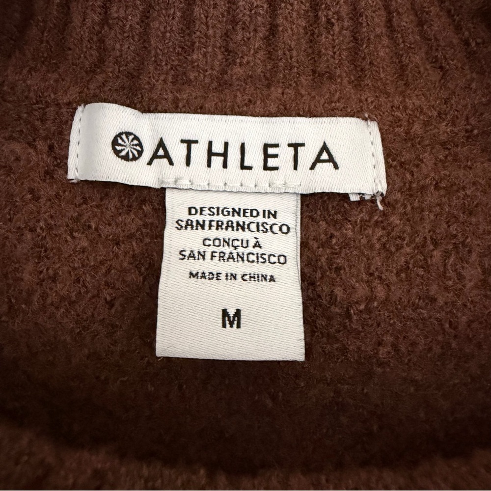 NWT Athleta Brown Ribbed CHANDAIL RAS LAYOVER CREW Sweater Size M - Picture 14 of 16